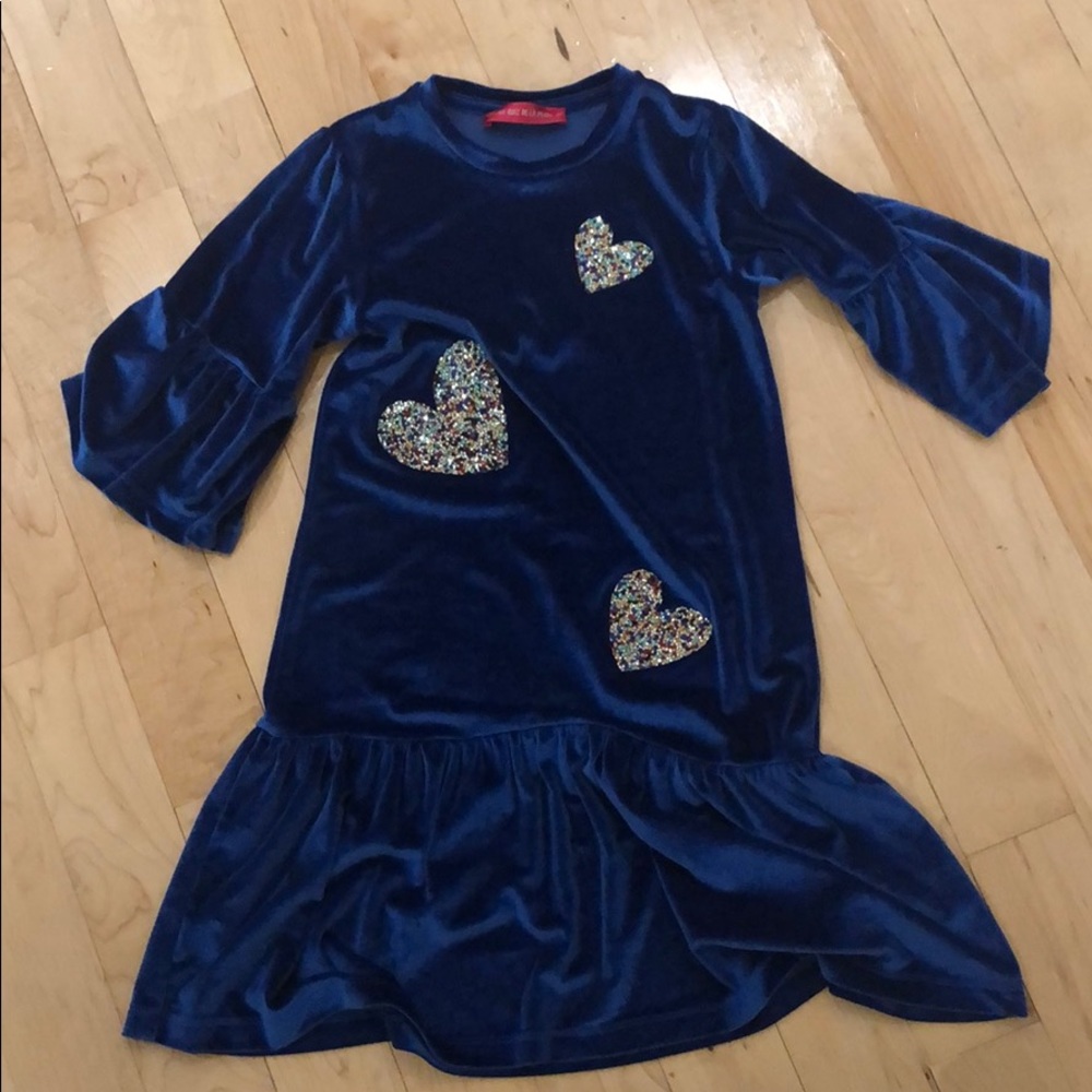 Like new Blue velvet heart sequin dress size 10